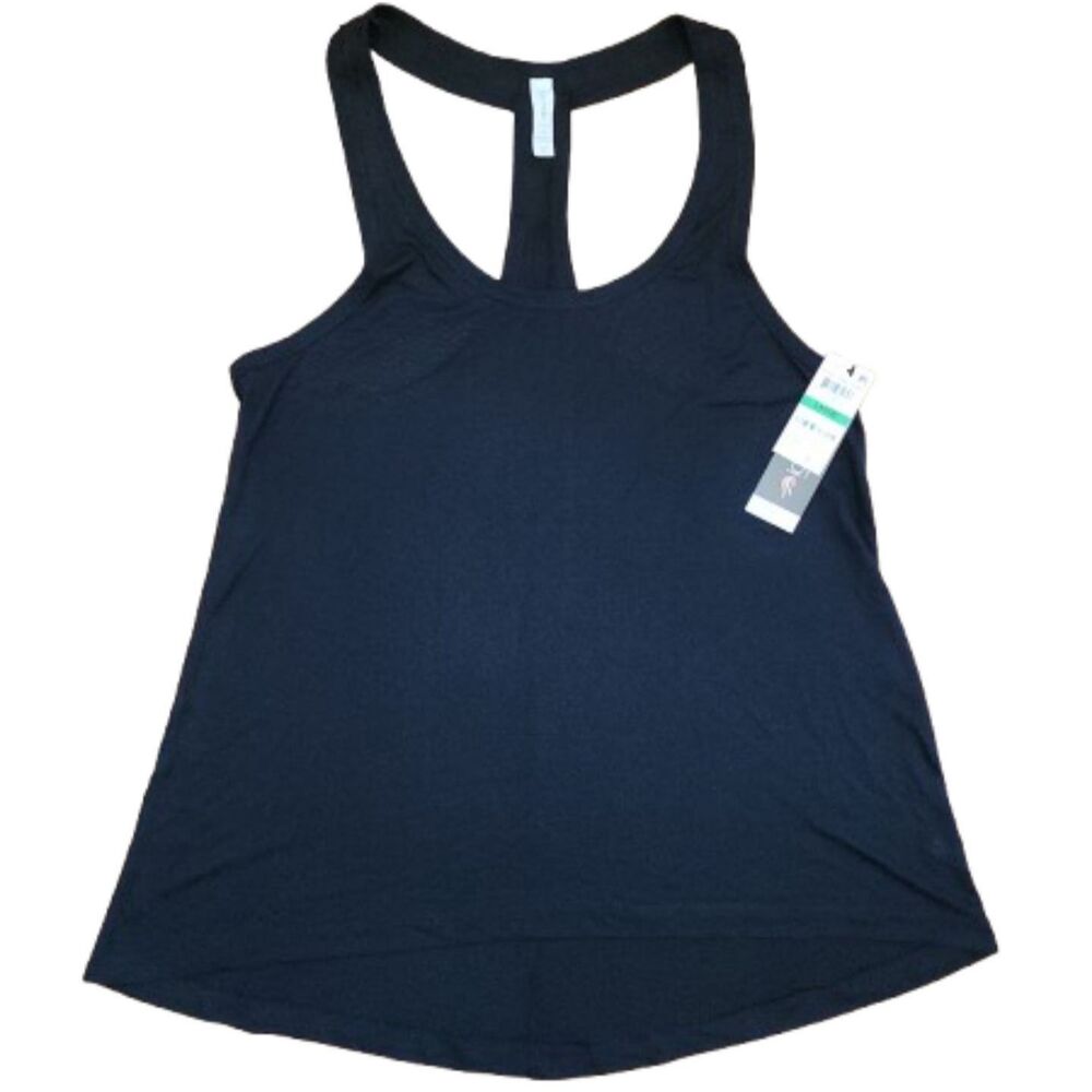 Ideology Womens Workout Tank Top L Black Curved Hem Relaxed NWT